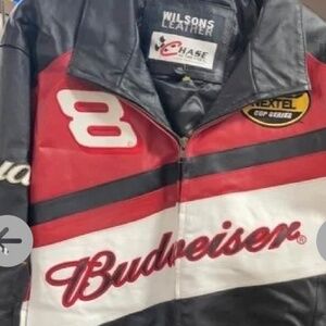 Wilsons 100% Leather Dale Earnhardt Jr Budweiser Nascar Jacket Size XL